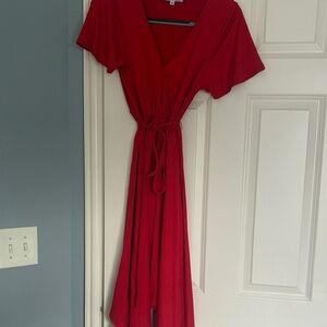 Velvet Torch Vibrant Red Midi Dress